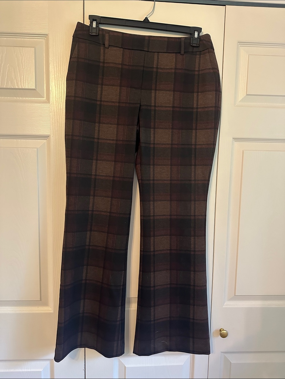 Plaid Wide-Leg Trousers in Brown and Black